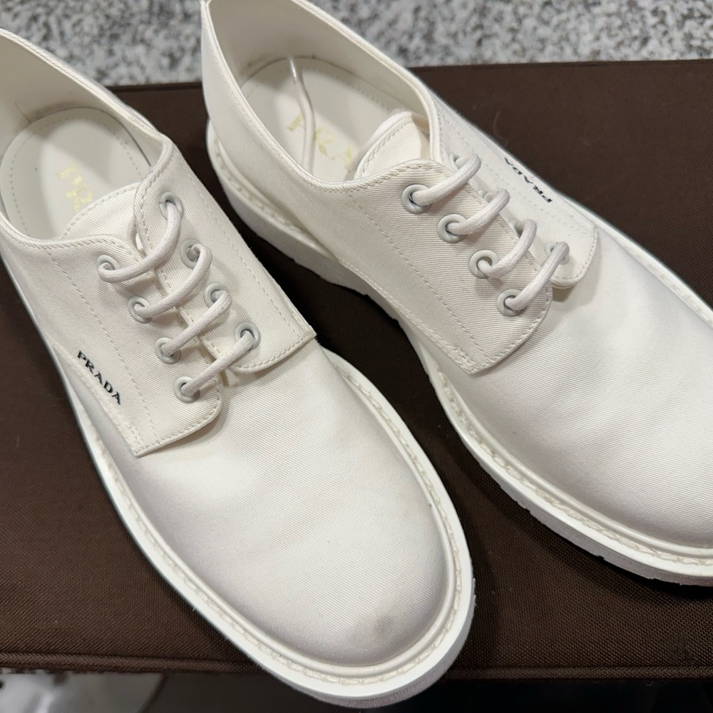 White cotton male Prada shoes